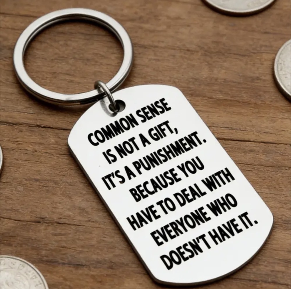 3/$25 Common Sense Is Not A Gift Stainless Steel Keychain NEW